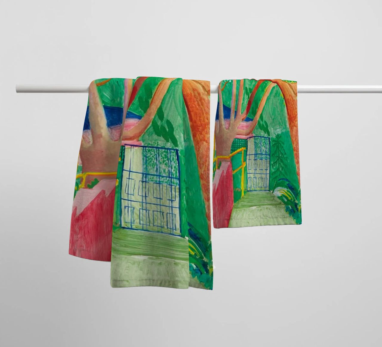 Shady trees in front of the house - David hockney asciugamano da bagno da Perdana shop