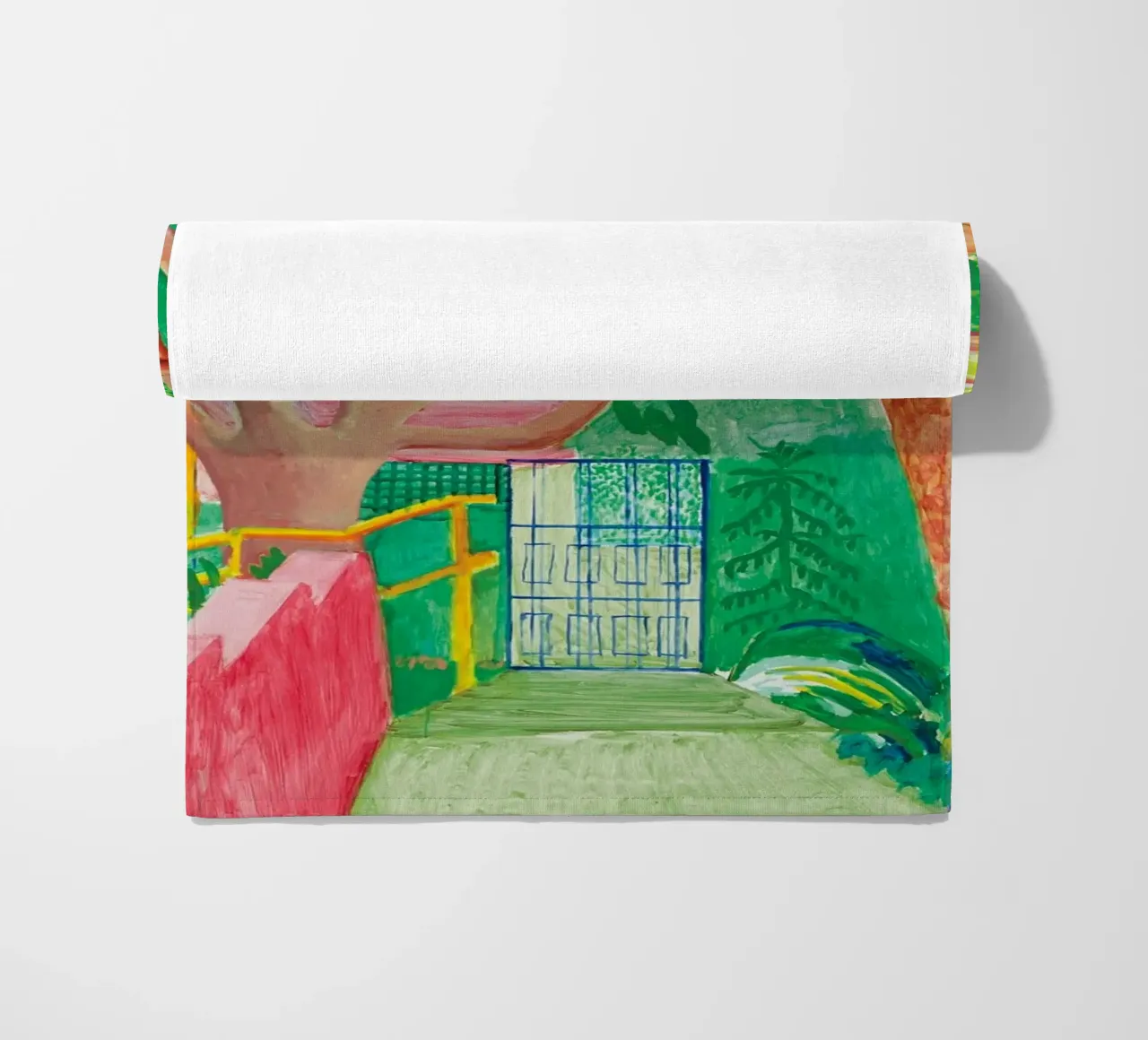 Shady trees in front of the house - David hockney Strandtuch von Perdana shop