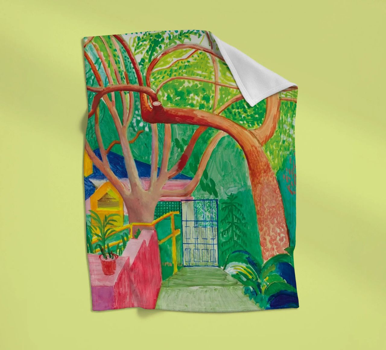 Shady trees in front of the house - David hockney coperta in pile da Perdana shop