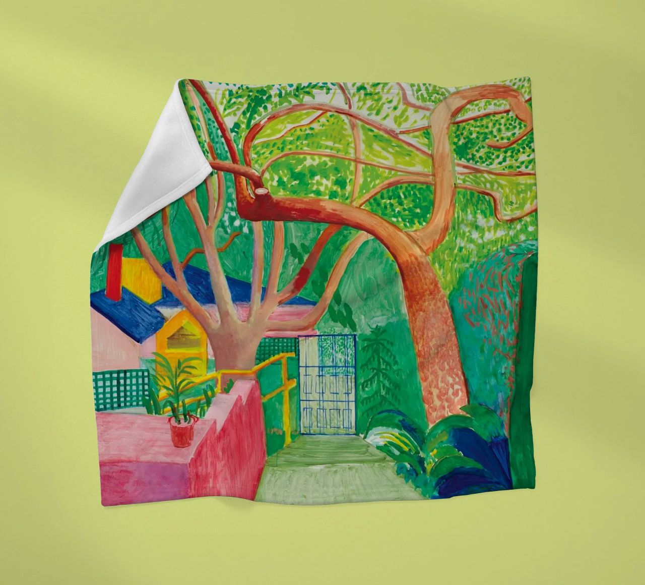 Shady trees in front of the house - David hockney coperta in pile da Perdana shop