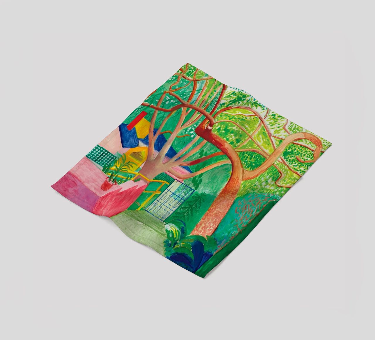 Shady trees in front of the house - David hockney coperta in pile da Perdana shop