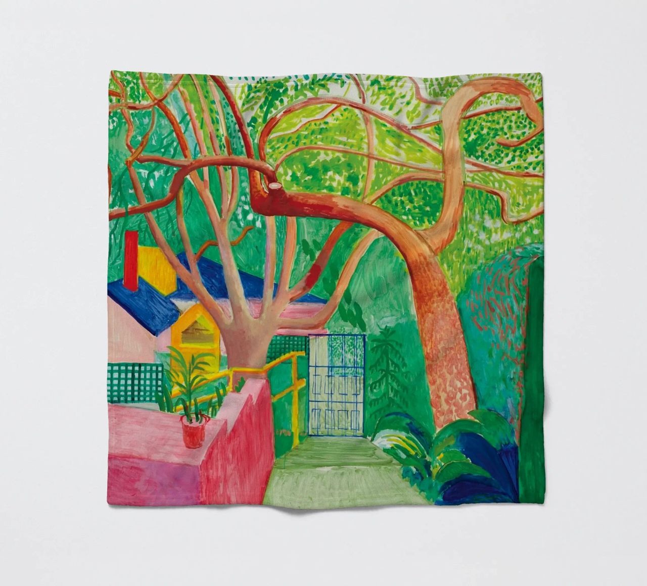 Shady trees in front of the house - David hockney coperta in pile da Perdana shop