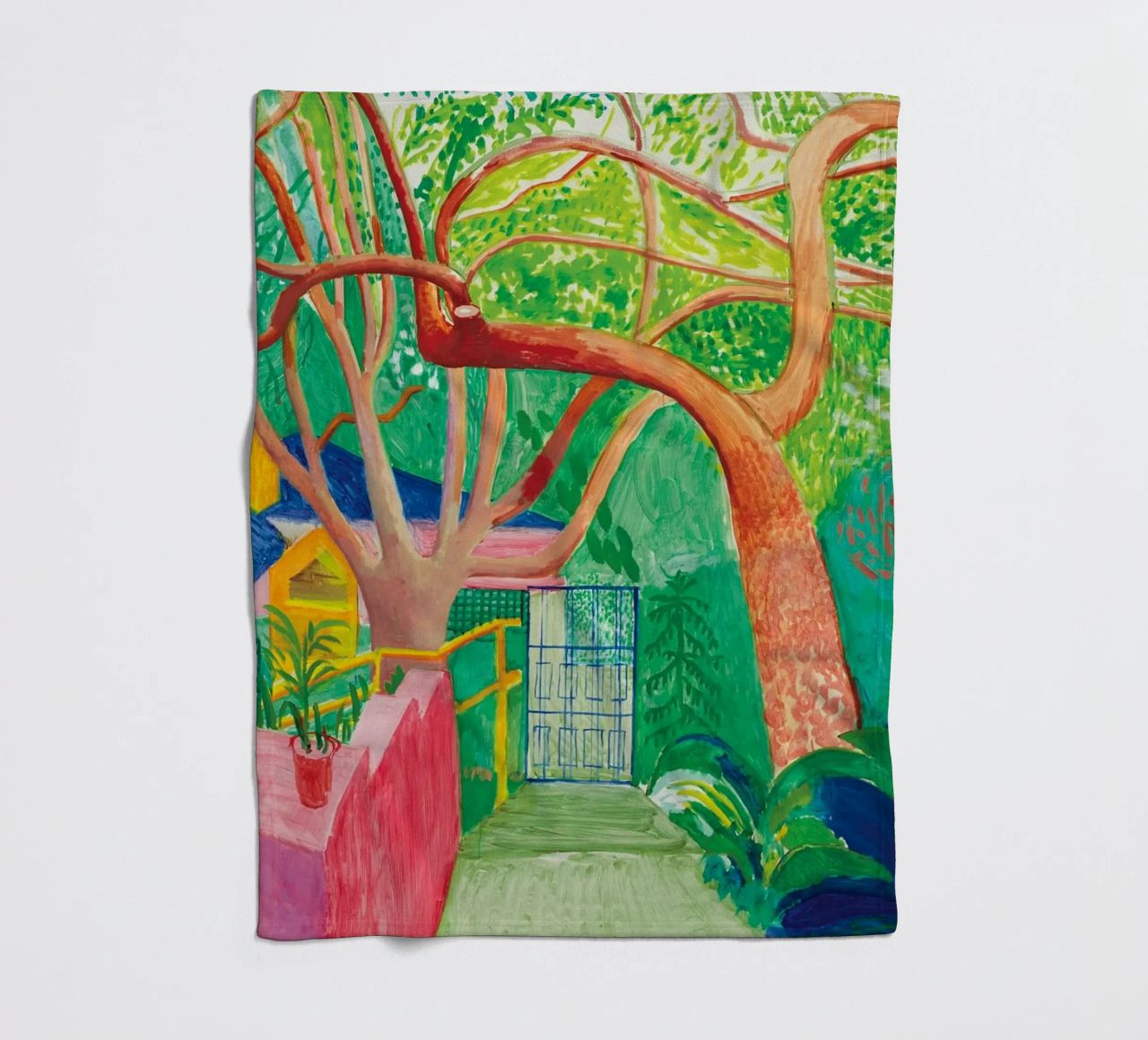 Shady trees in front of the house - David hockney coperta in pile da Perdana shop