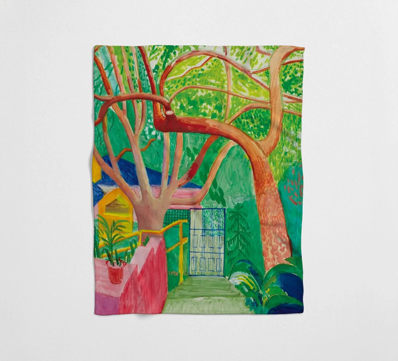 Shady trees in front of the house - David hockney coperta in pile da Perdana shop
