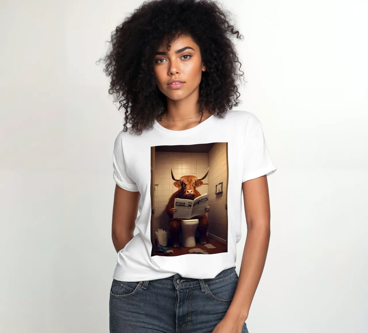 Hochlandkuh auf der Toilette Frauen T-Shirt von Mikesell