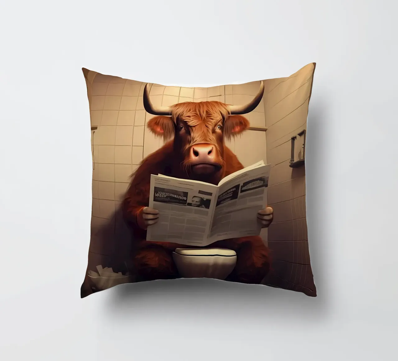 Mucca Highland sul water cuscino da Mikesell