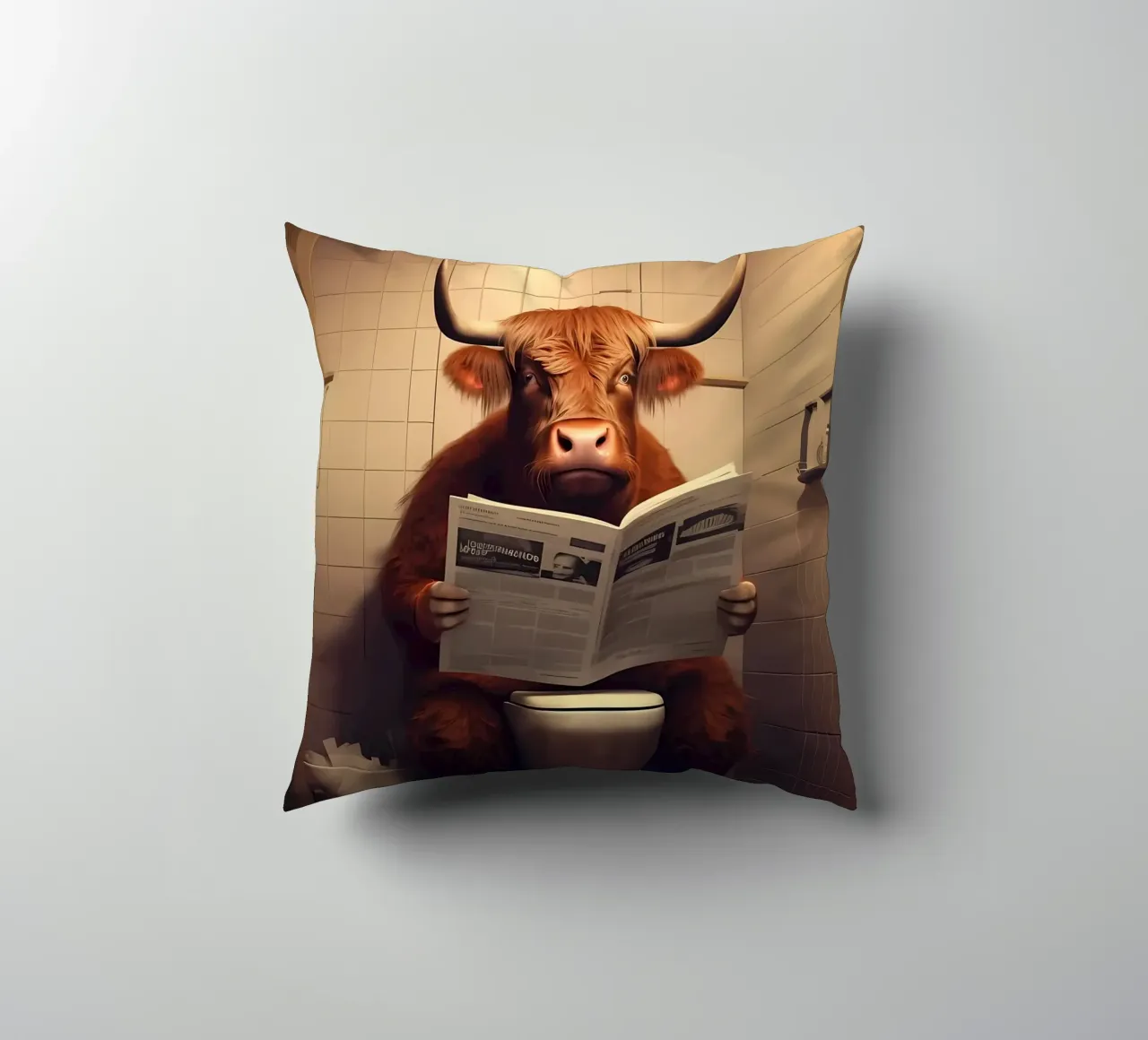 Mucca Highland sul water cuscino da Mikesell
