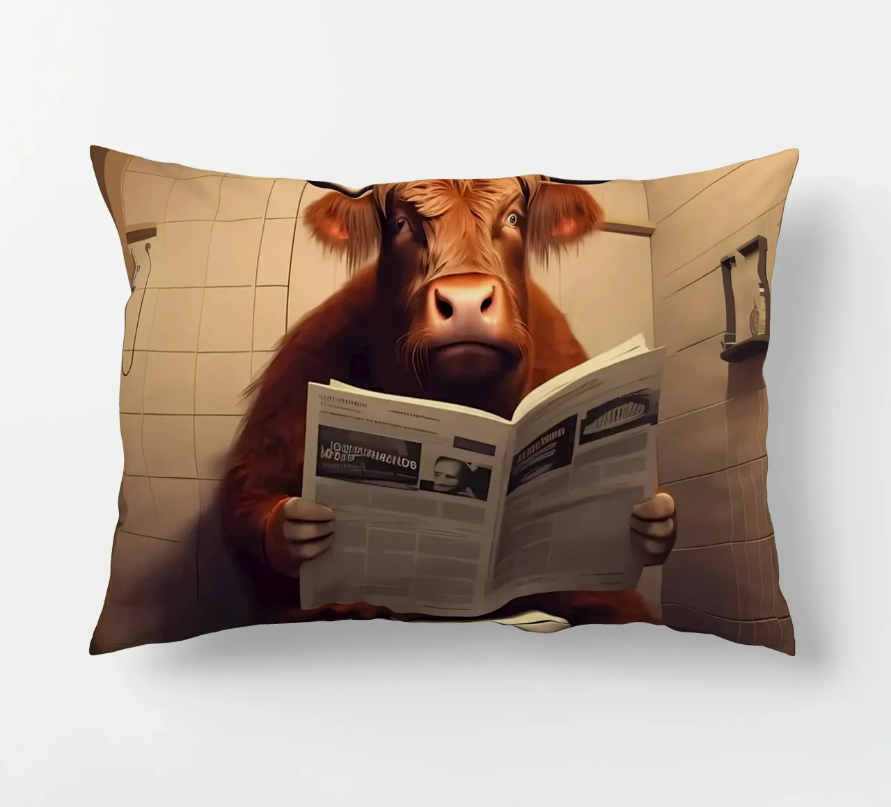 Mucca Highland sul water cuscino da Mikesell