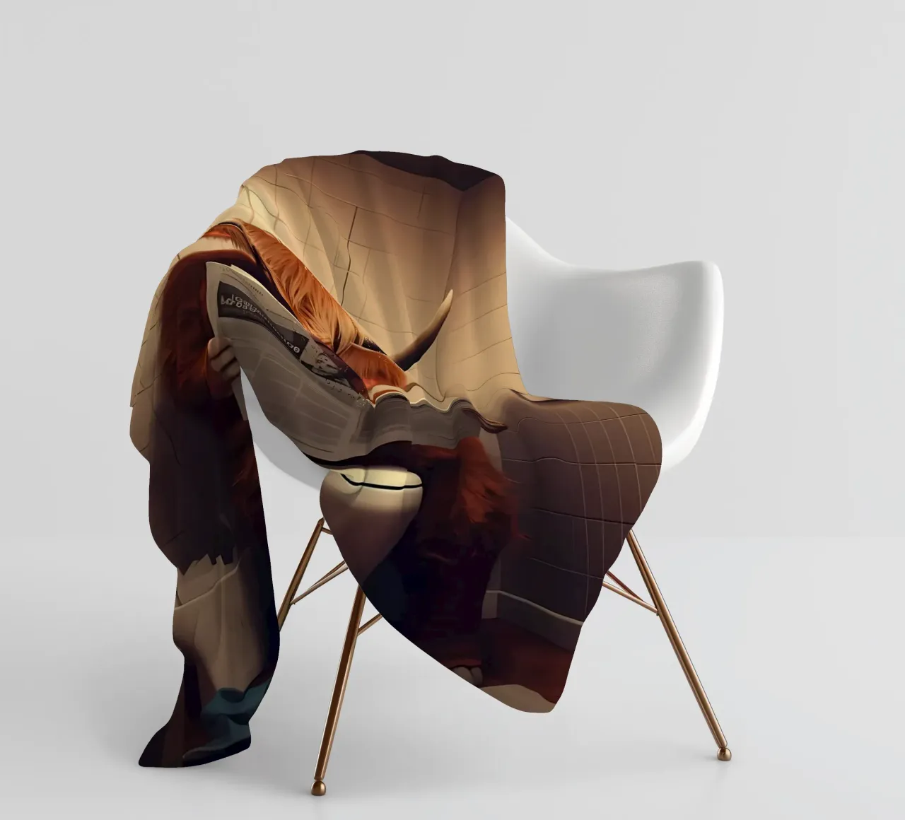 Mucca Highland sul water coperta in pile da Mikesell