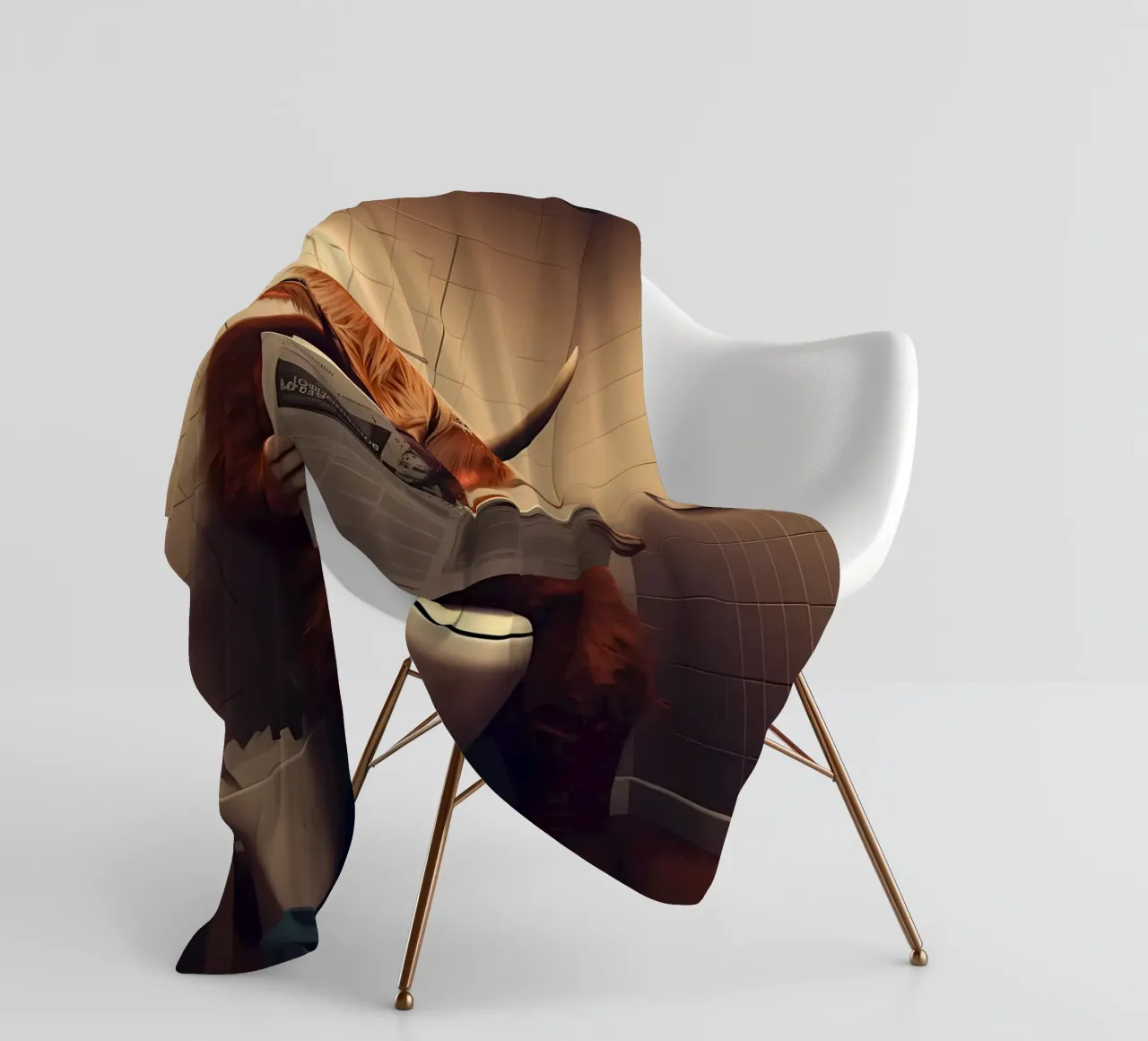 Mucca Highland sul water coperta in pile da Mikesell