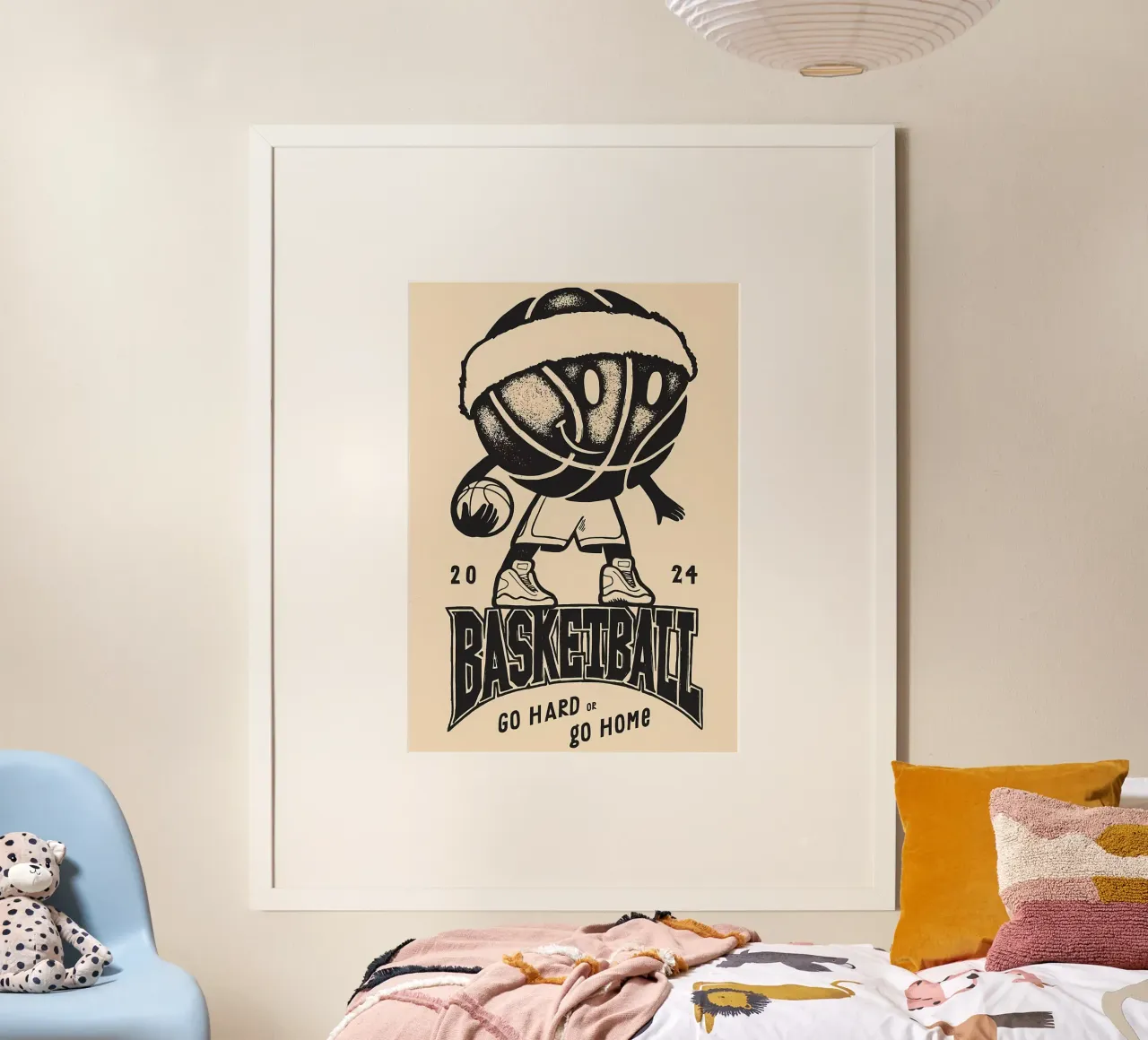 Basketball vintage sports poster by Delaplane