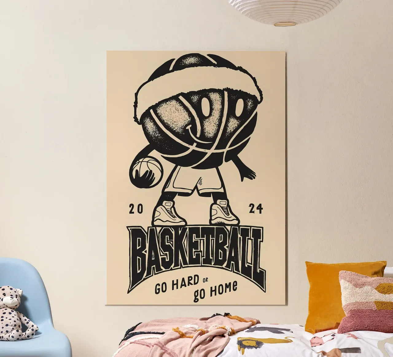 Basketball vintage sports poster by Delaplane