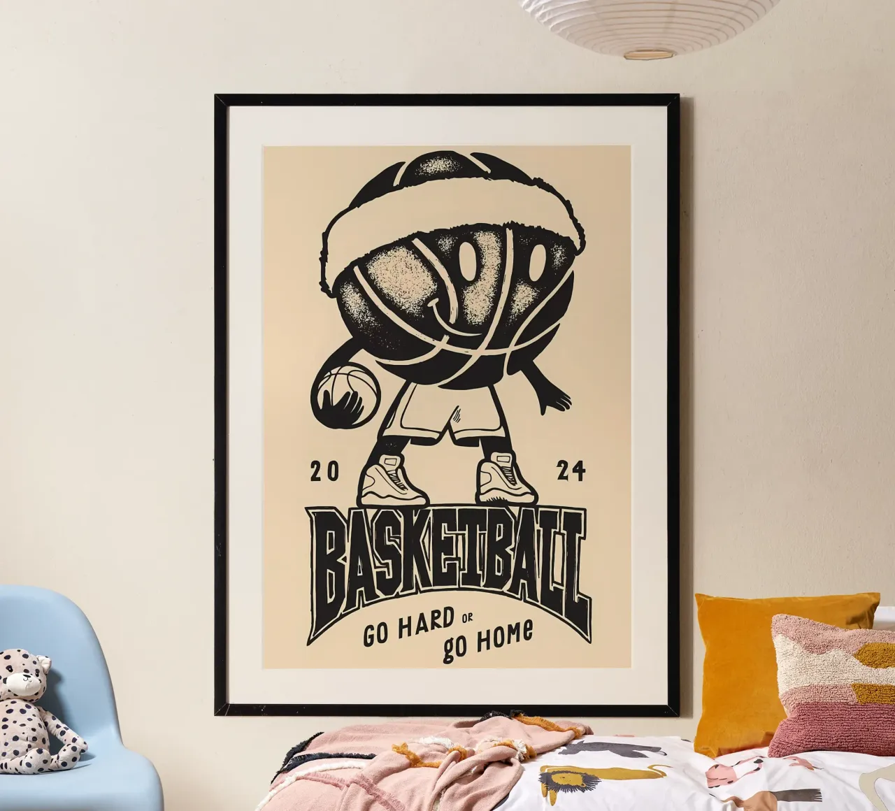 Basketball vintage sports poster by Delaplane