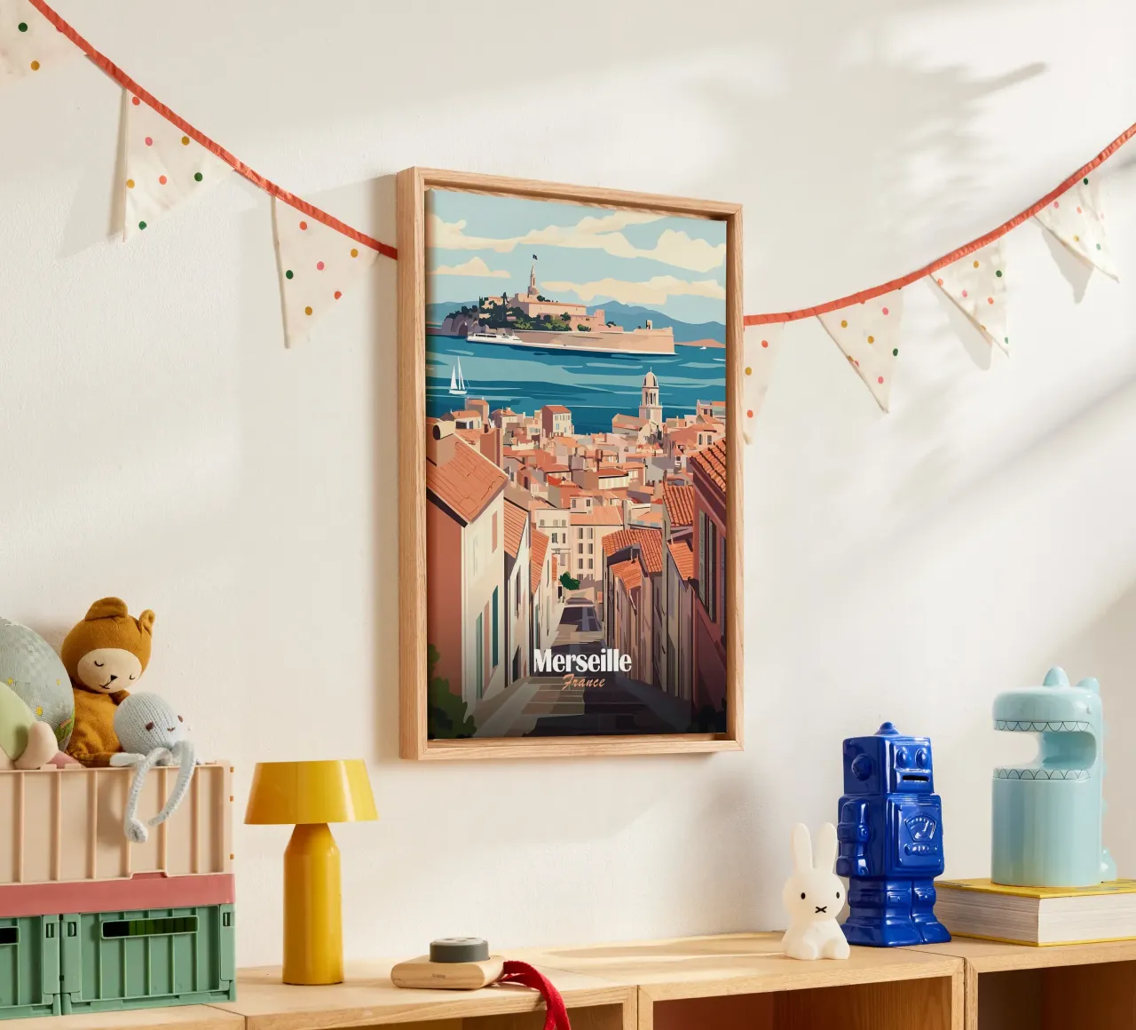 Paesaggio urbano di Marsiglia tela con Cornice a cassetta da Ginnery