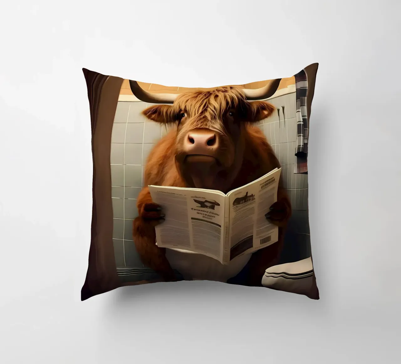 Mucca Highland sul water cuscino da Mikesell