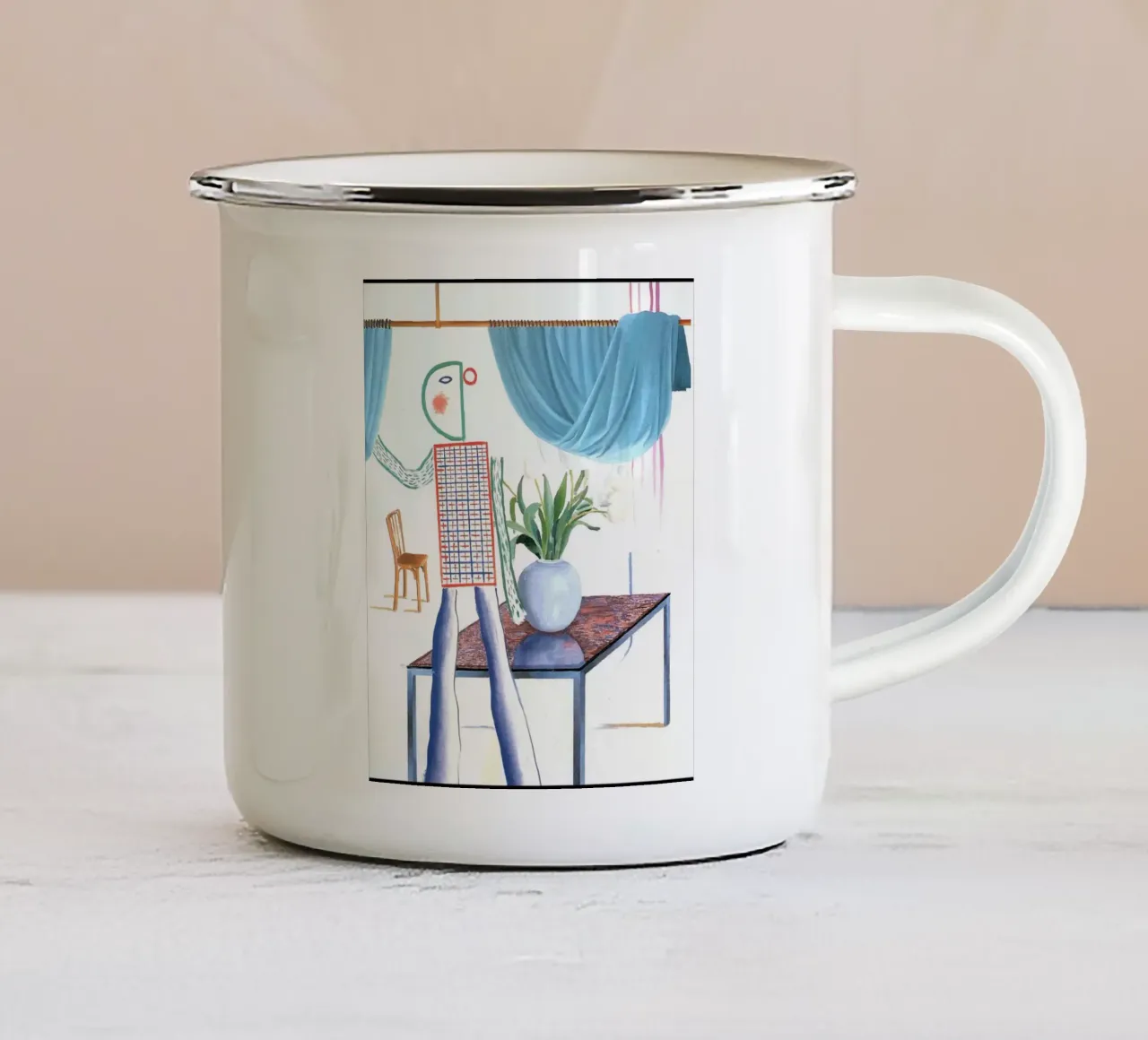 Woninginrichting - David hockney emaille mok van Perdana shop