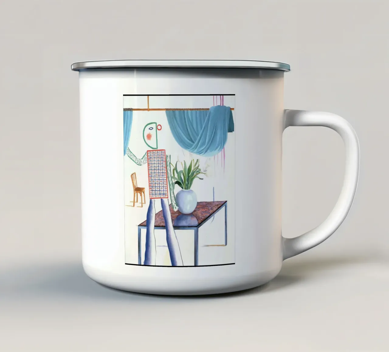 Woninginrichting - David hockney emaille mok van Perdana shop