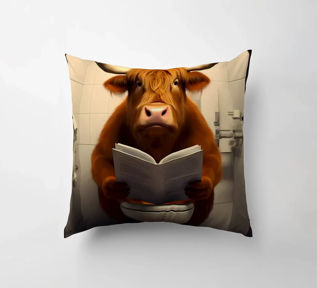 Mucca Highland sul water cuscino da Mikesell