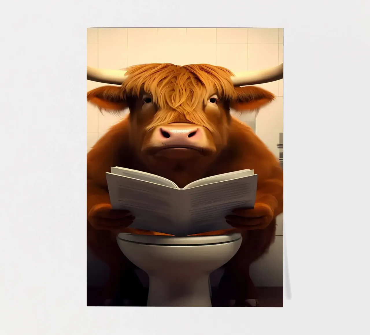 Hochlandkuh auf der Toilette Stickerbogen von Mikesell