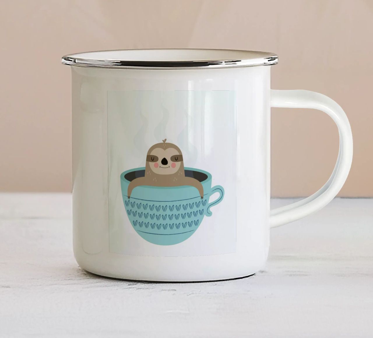 Sloth in A Cup Emaille Tasse von Karin Bijlsma