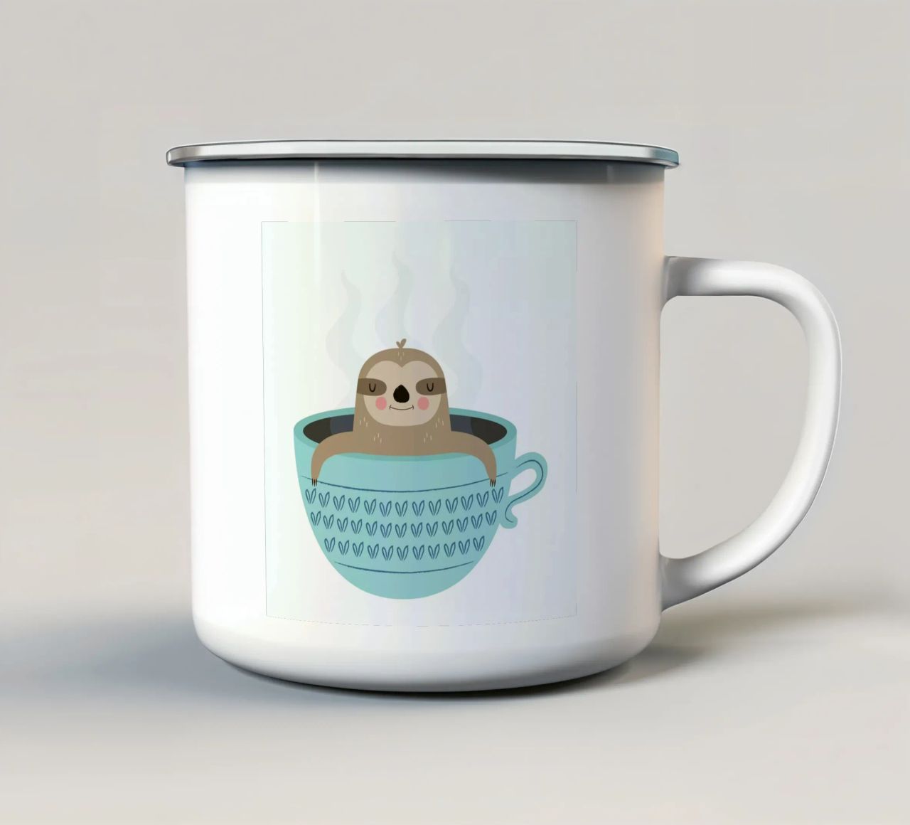 Sloth in A Cup Emaille Tasse von Karin Bijlsma
