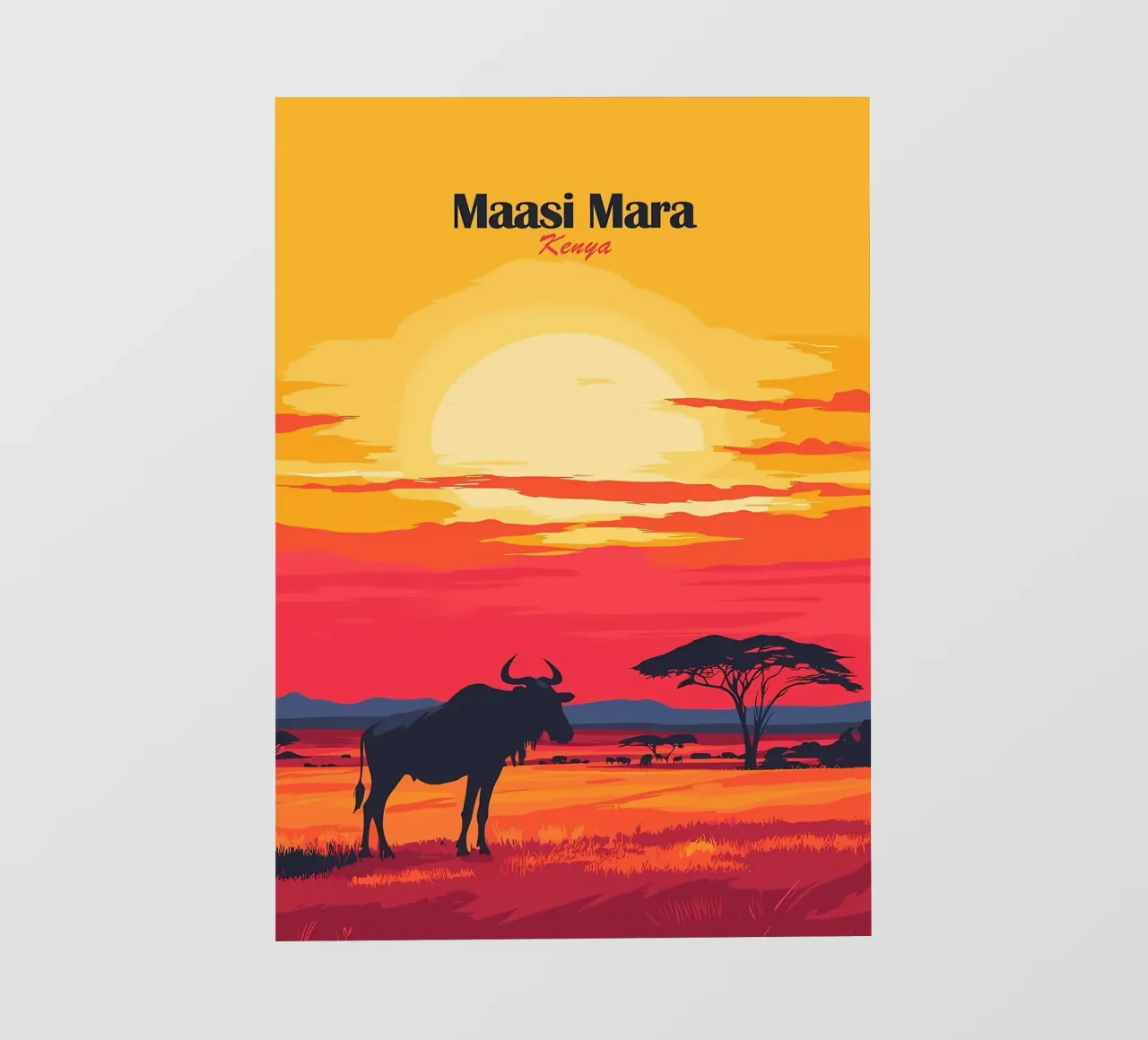 Tramonto nel Maasai Mara telo in pvc da Ginnery