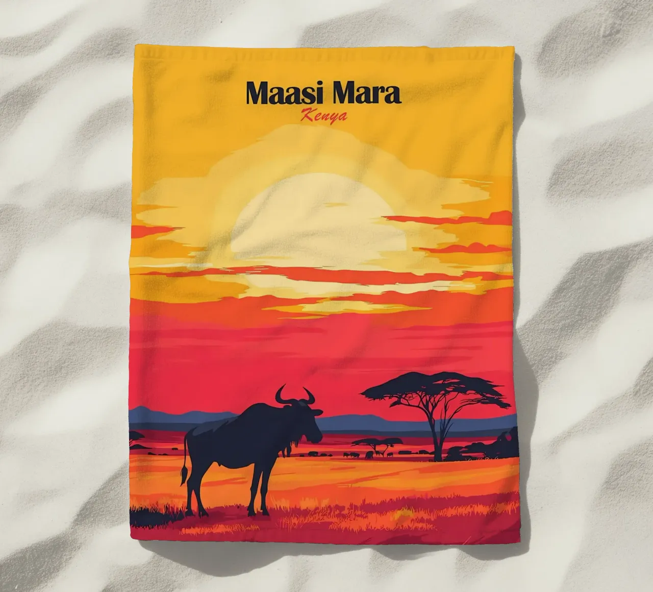 Tramonto nel Maasai Mara telo mare da Ginnery