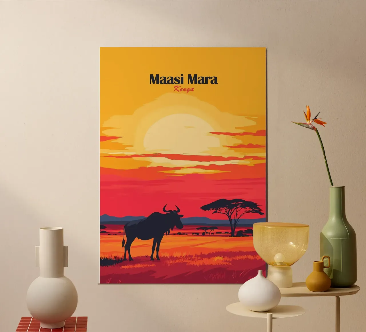 Tramonto nel Maasai Mara alluminio dibond da Ginnery