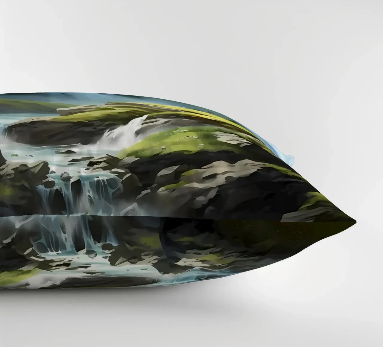 Waterfall Landscape Art decorative cushion by Mikesell