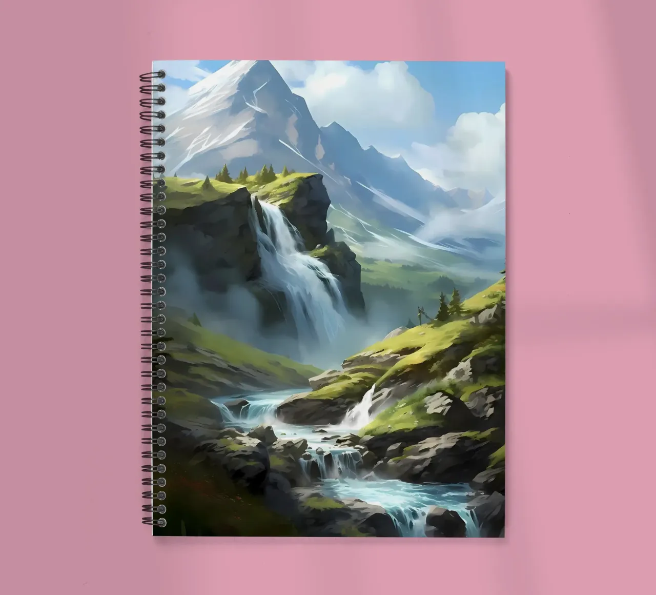 Waterfall Landscape Art spiral notebook by Mikesell