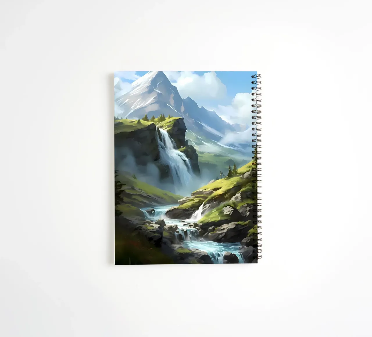 Waterfall Landscape Art spiral notebook by Mikesell