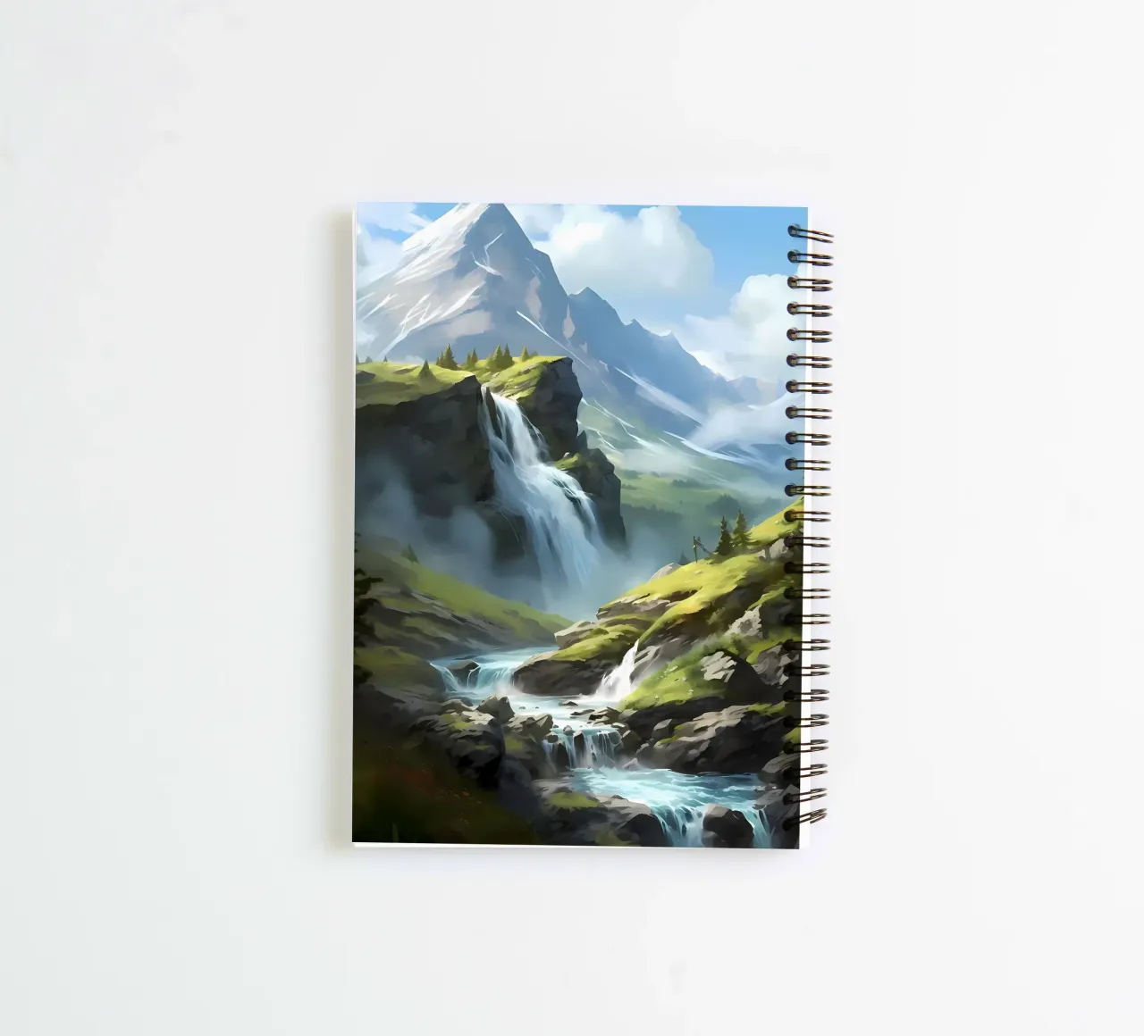 Waterfall Landscape Art spiral notebook by Mikesell