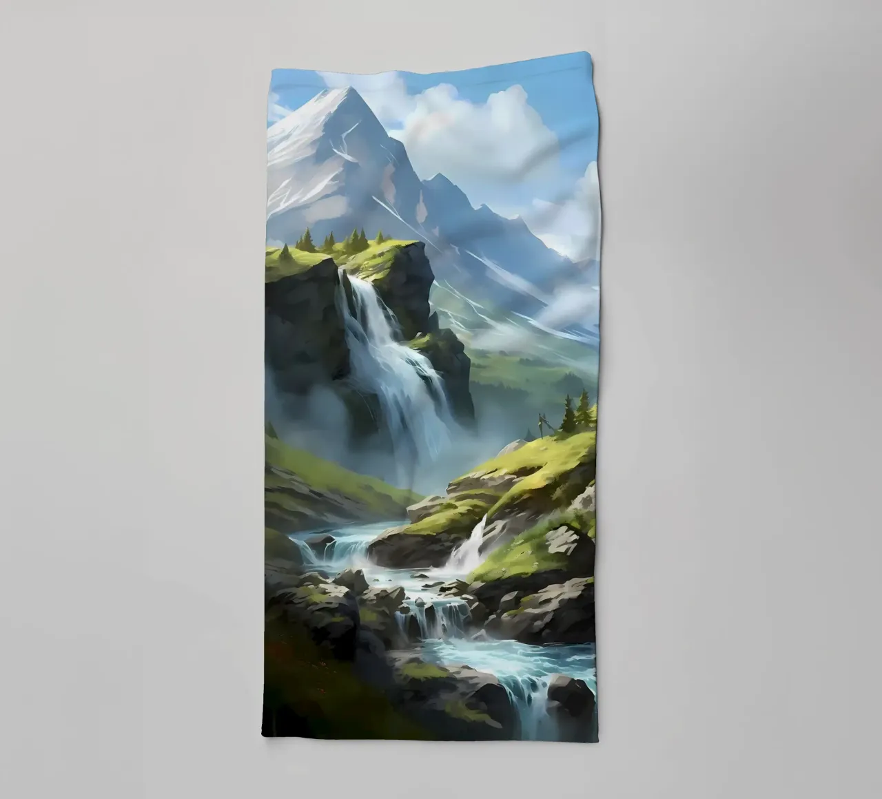 Waterfall Landscape Art towel by Mikesell