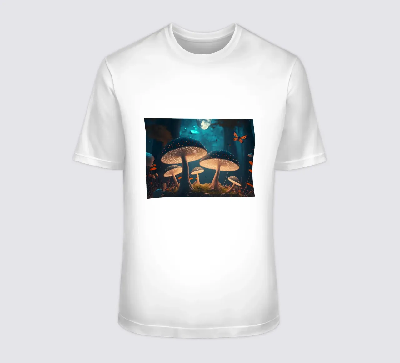 Fantasy glowing mushrooms t-shirt by Delaplane