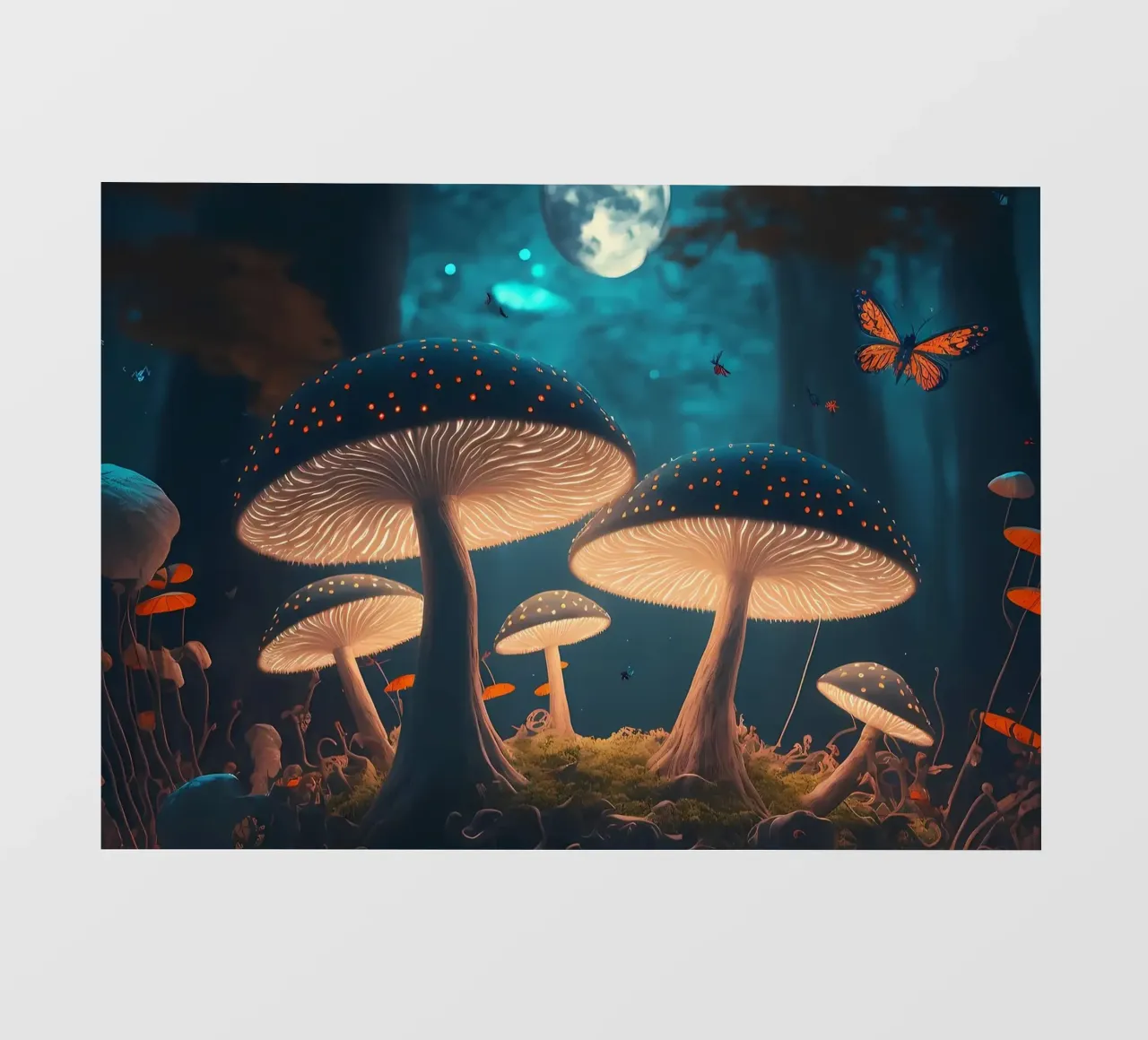 Fantasie gloeiende paddenstoelen fotobehang van Delaplane