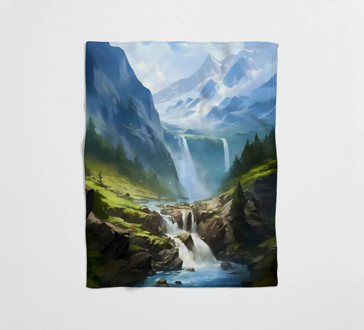 Arte paisajístico en cascada manta de franela de Mikesell
