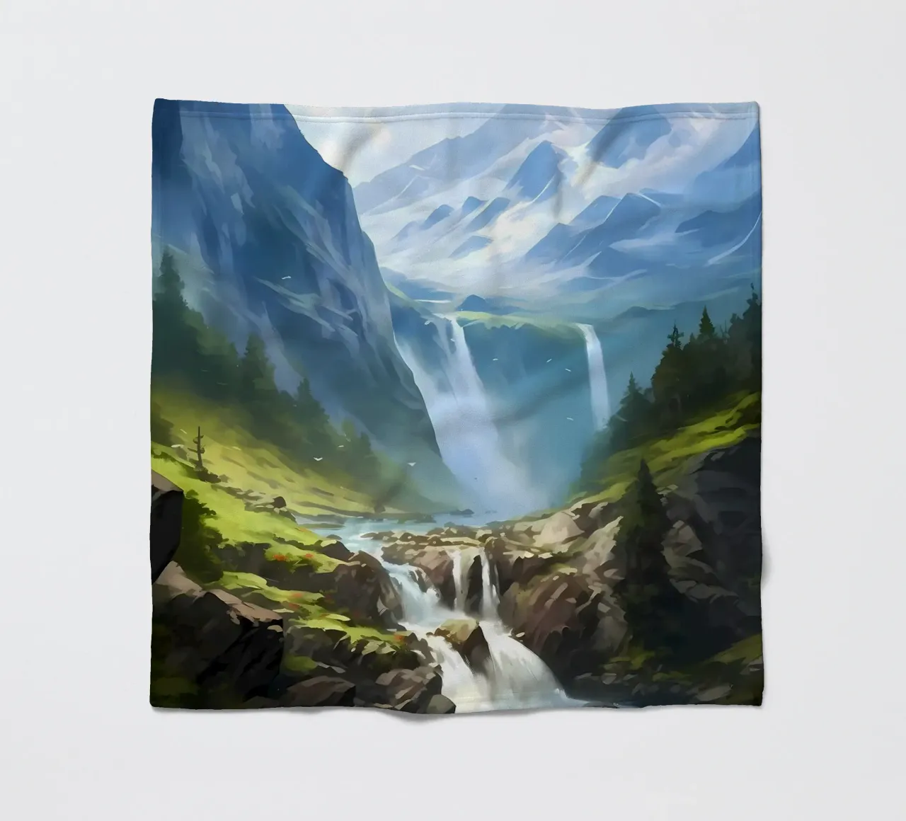 Arte paisajístico en cascada manta de franela de Mikesell
