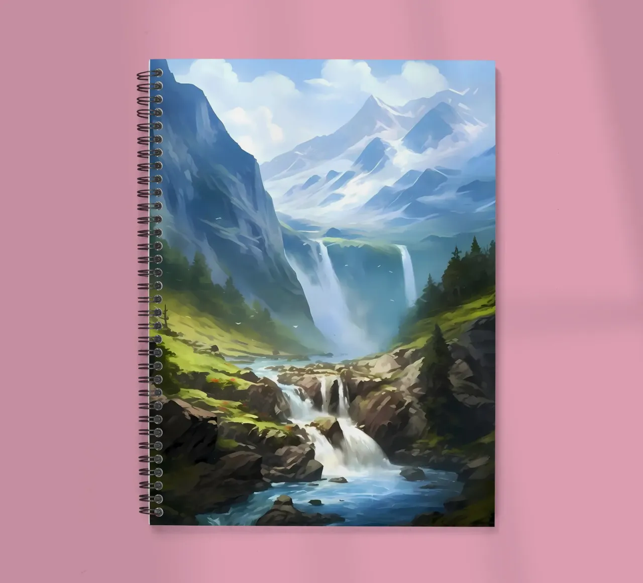 Waterfall Landscape Art spiral notebook by Mikesell