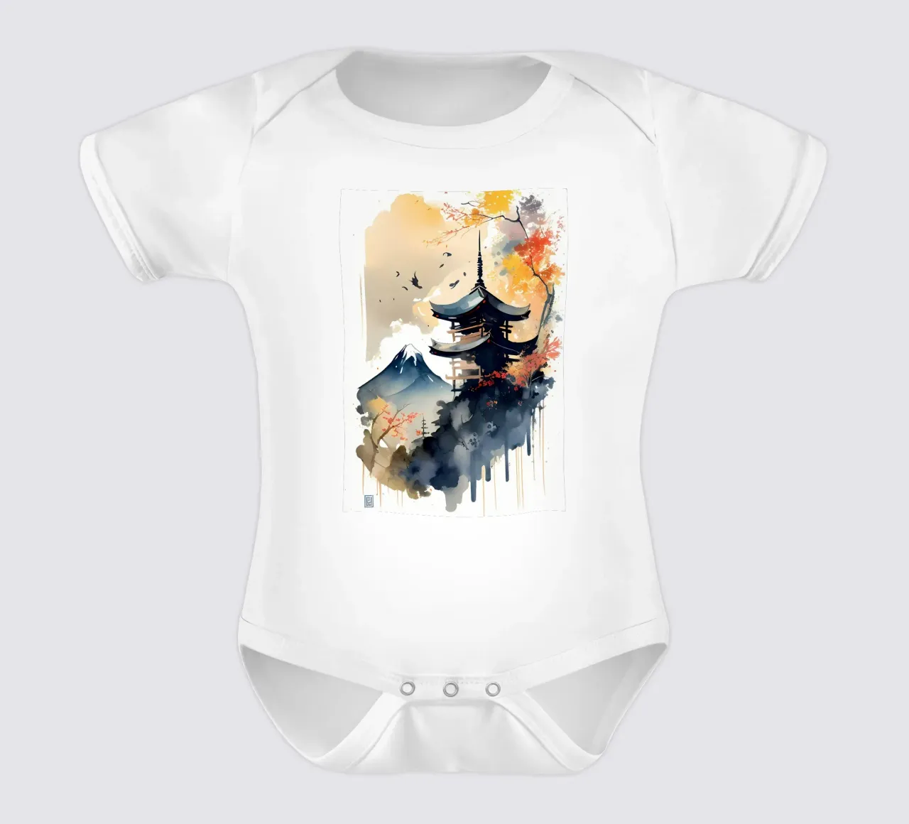 Paesaggio asiatico vintage body neonato maniche corte da Mikesell