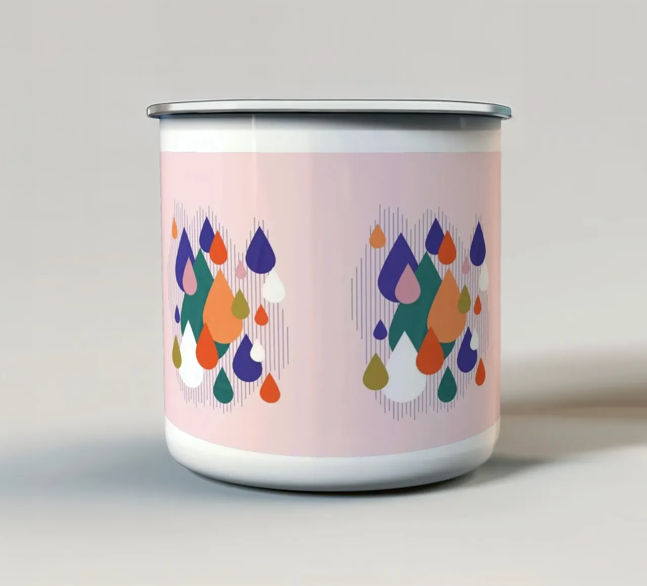 Playful Bauhaus Teardrops on Pink tazza in smalto da showmemars