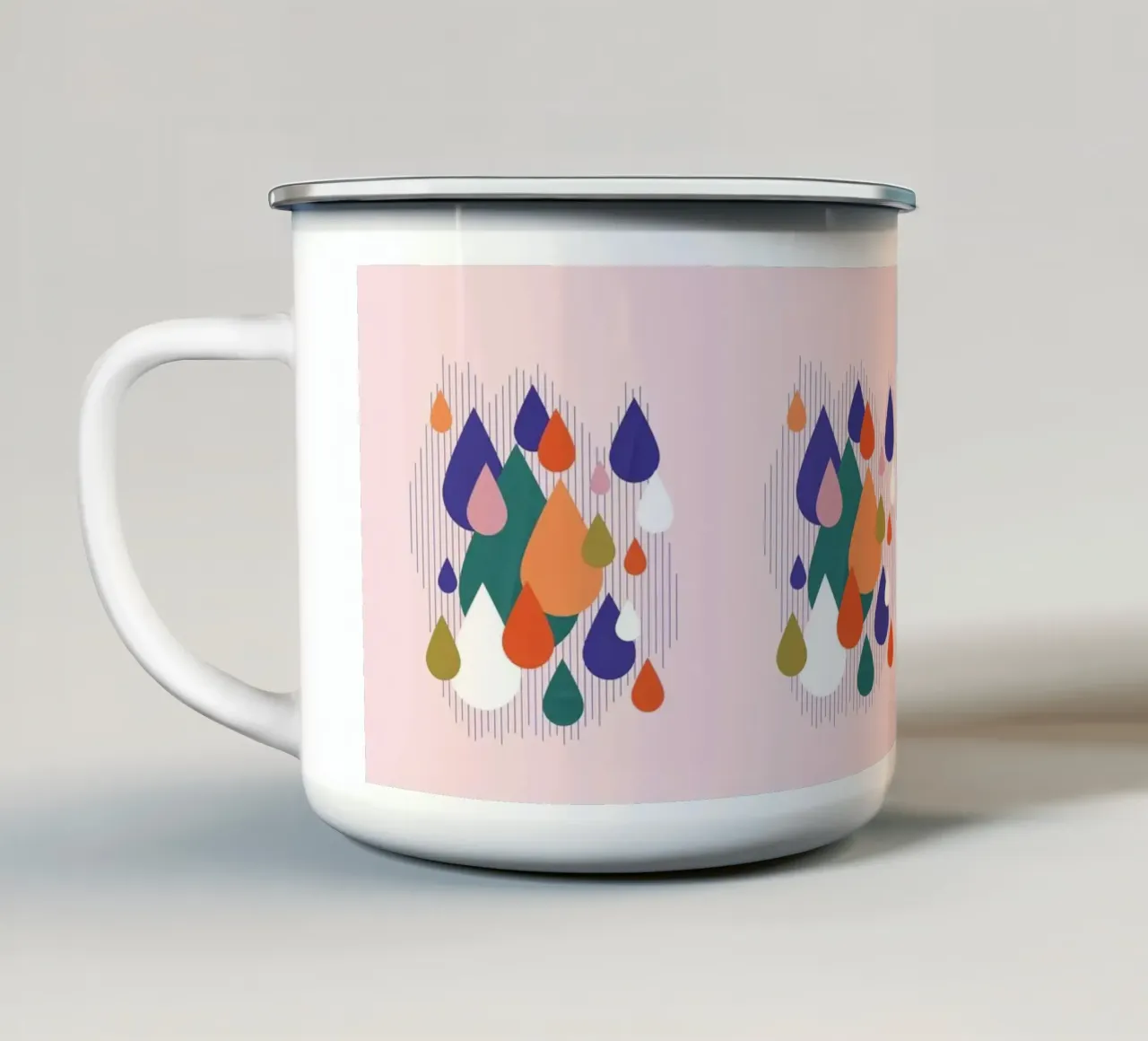 Playful Bauhaus Teardrops on Pink tazza in smalto da showmemars