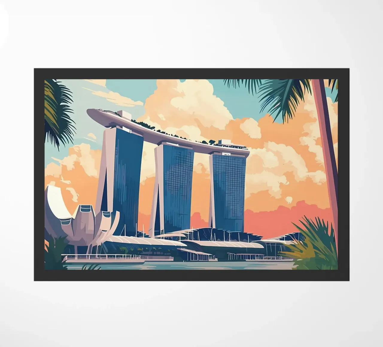 Impresión artística del horizonte de Singapur felpudo de Ginnery