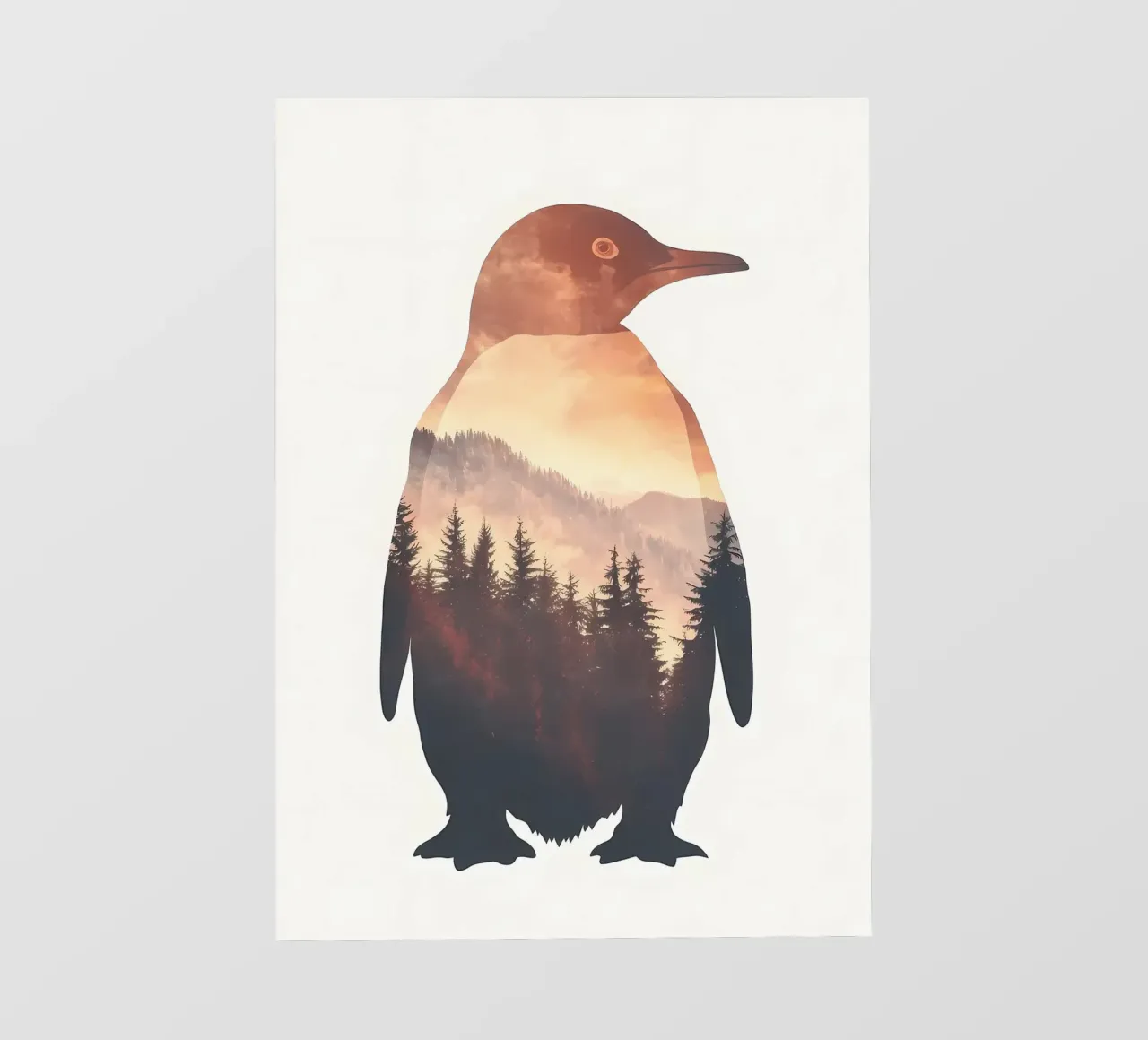 Tramonto della foresta dei pinguini telo in pvc da Ginnery
