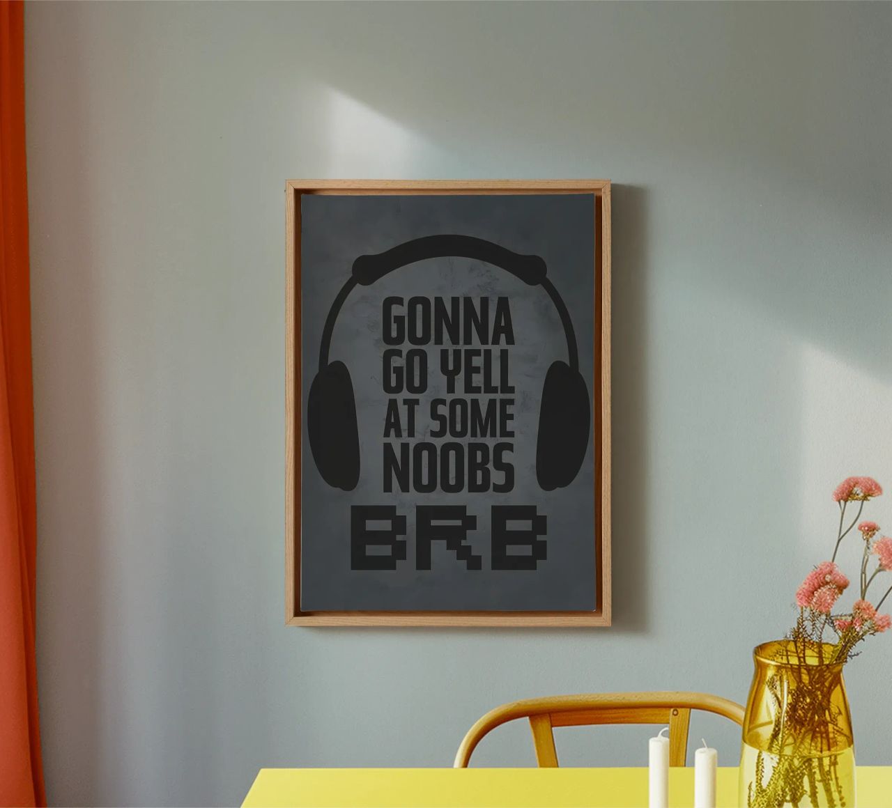 Tegen Noobs schreeuwen BRB canvas van Bassy