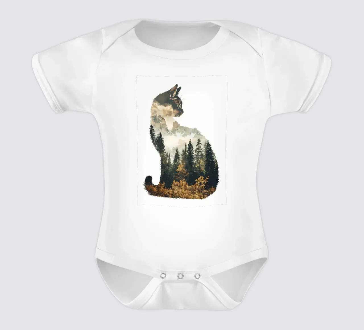 Cat Mountain Landscape short-sleeve baby romper by Ginnery