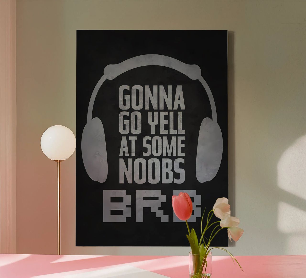 Tegen Noobs schreeuwen BRB canvas van Bassy
