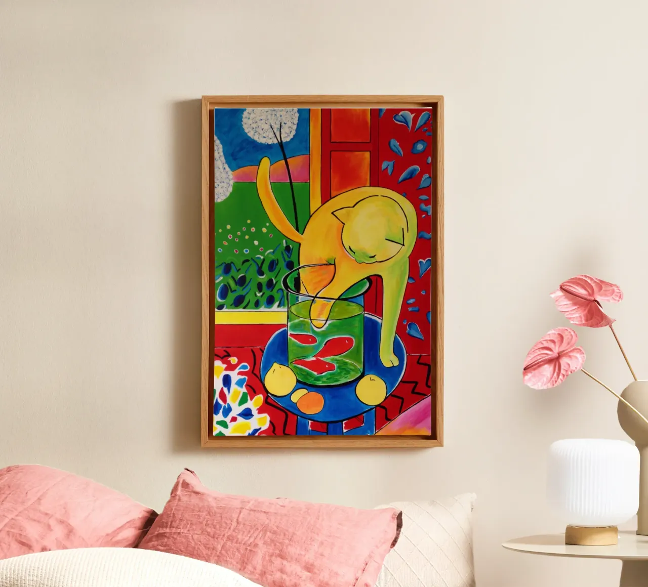 Cat And Fish - Henri Matisse canvas with Floater frame by Perdana shop