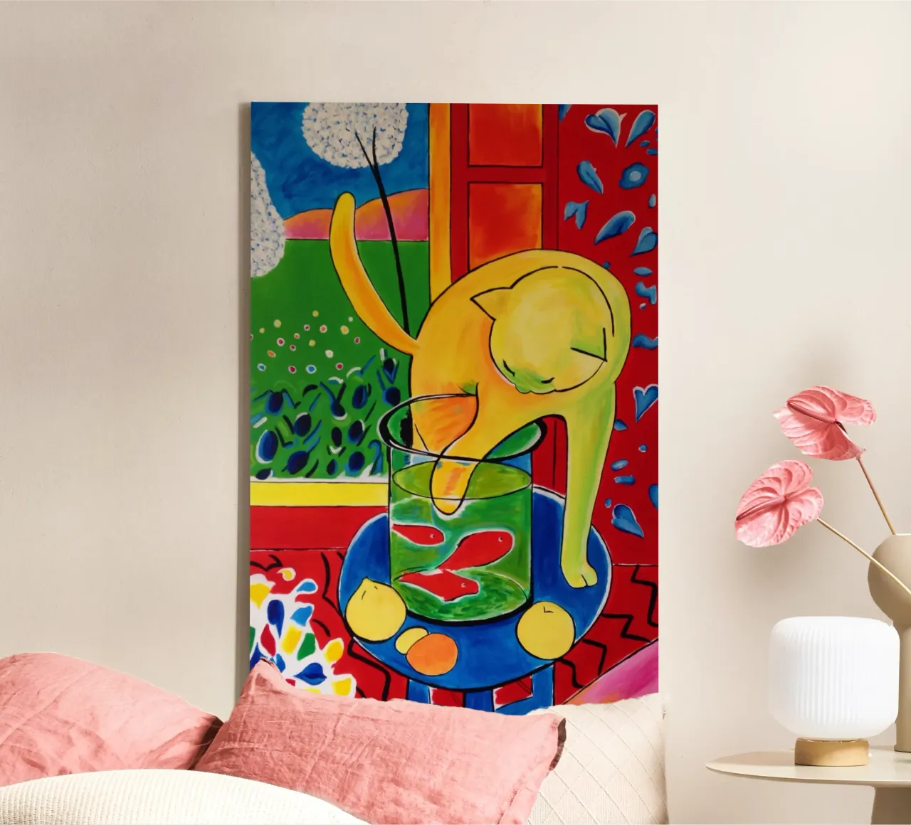 Cat And Fish - Henri Matisse canvas with Floater frame by Perdana shop