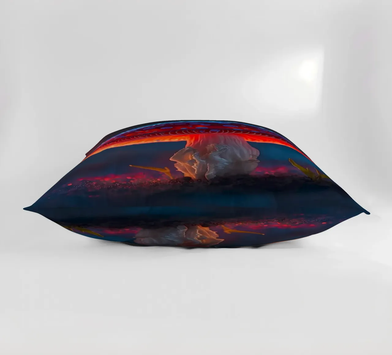 red mushroom glowing decorative cushion by Delaplane