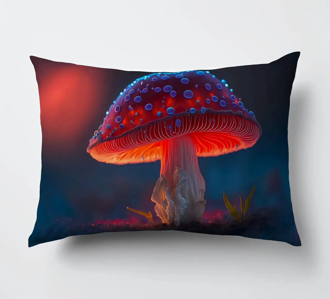 red mushroom glowing decorative cushion by Delaplane